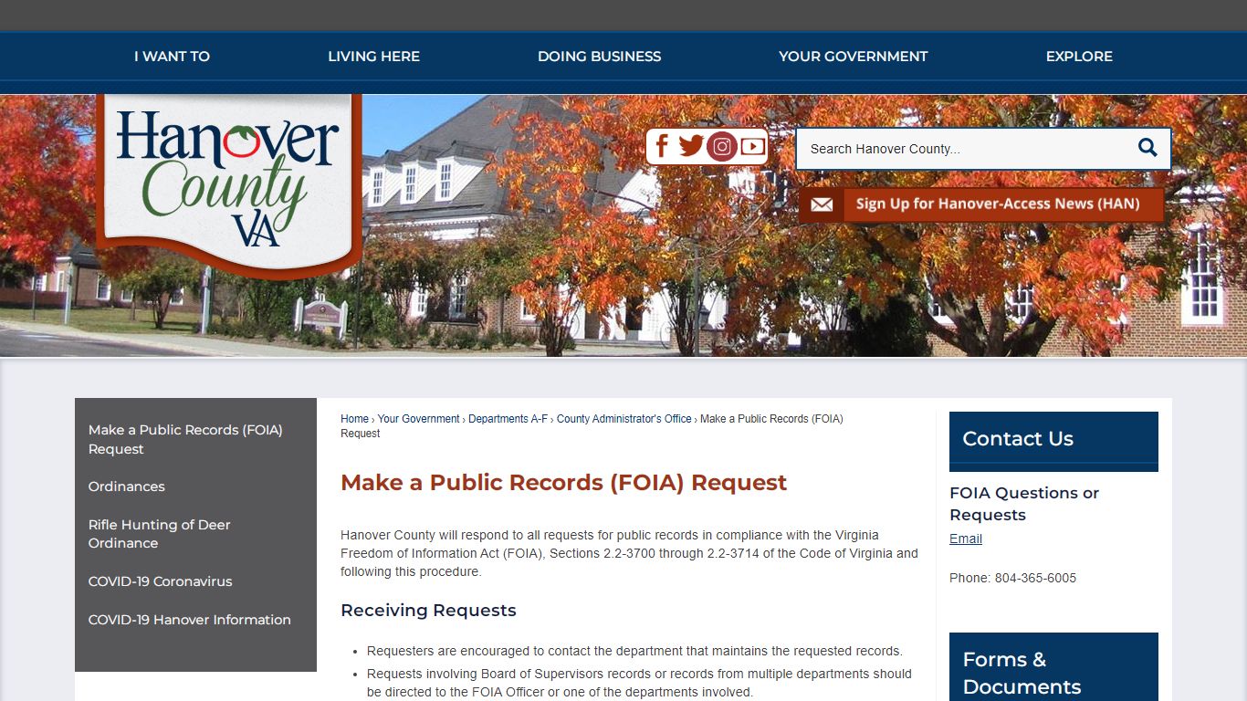 Make a Public Records (FOIA) Request | Hanover County, VA